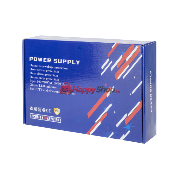 Импулсен захранващ блок , 12V/15A, 18 Изхода, Метална кутия, Сив - 346