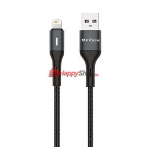Кабел за данни DeTech DE-C38i, Lightning, 1.0m, Черен - 4019..