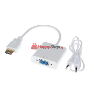 Преходник , HDMI към VGA + AUDIO кабел, Бял - 18254