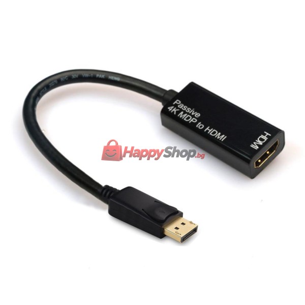Преходник , DP към HDMI 1.4, Черен - 18253
