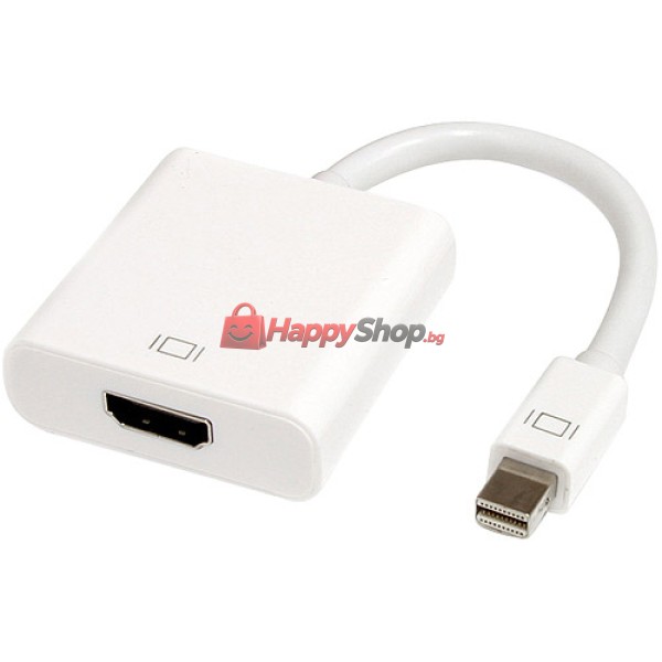 Преходник DeTech Mini DP M - HDMI F, 10см, Бял - 18154