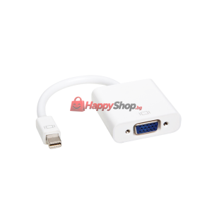 Преходник DeTech Mini DP M - VGA , 10см, Бял - 18155