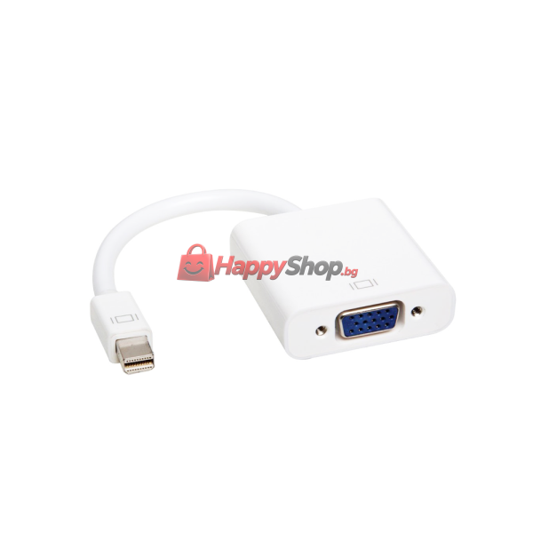 Преходник DeTech Mini DP M - VGA , 10см, Бял - 18155
