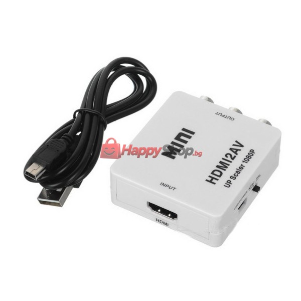 Конвертор, , HDMI към AV (3RCA), Бял - 18301