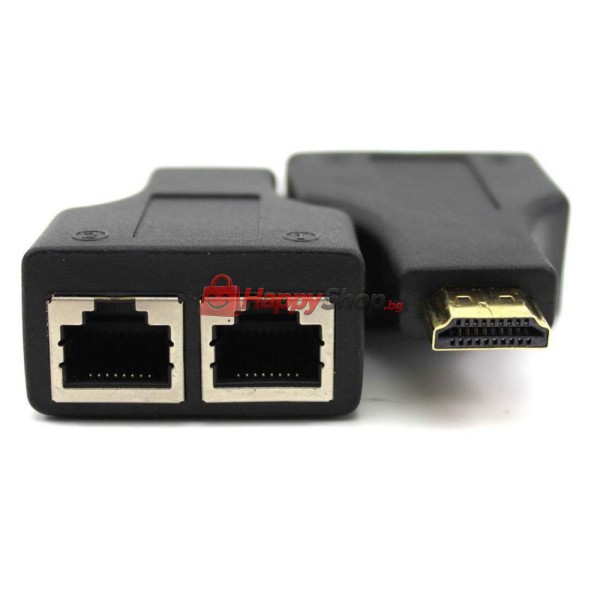 HDMI удължител, , През LAN CAT-5e/6, Черен - 17165