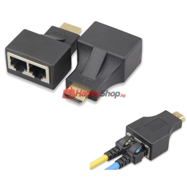 HDMI удължител, , През LAN CAT-5e/6, Черен - 17165