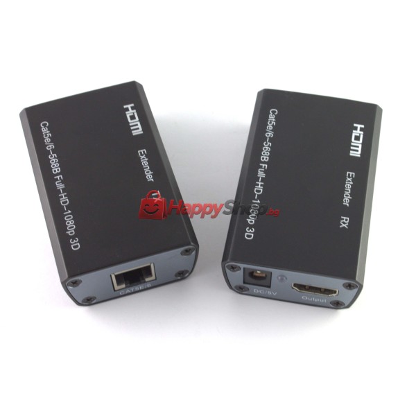 Удължител HDMI-CAT-HDMI 60M, черен - 18228