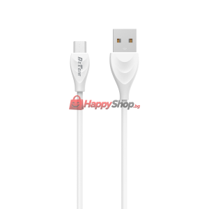 Кабел за данни DeTech DE-24M, Micro USB, 1.0m, Бял - 14126