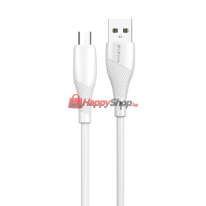 Кабел за данни DeTech DE-44M2, Micro USB, 2.0m, Бял - 40267