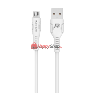 Кабел за данни DeTech DE-C27M, Micro USB, 1.0m, Бял - 40109