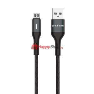 Кабел за данни DeTech DE-C38M, Micro USB, 1.0m, Черен - 4019..