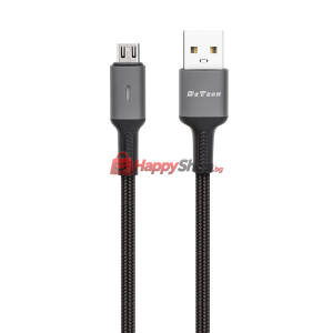 Кабел за данни DeTech DE-C39M, Micro USB, 1.0m, Черен - 4020..