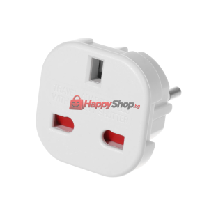 Преходник BX-9625, UK kъм EU шуко, 220V, High Quality, Бял -..