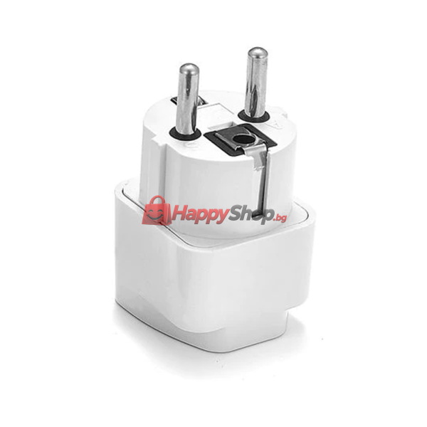 Преходник WD-9, UK/US kъм EU шуко, 220V, High Quality, Бял - 17704