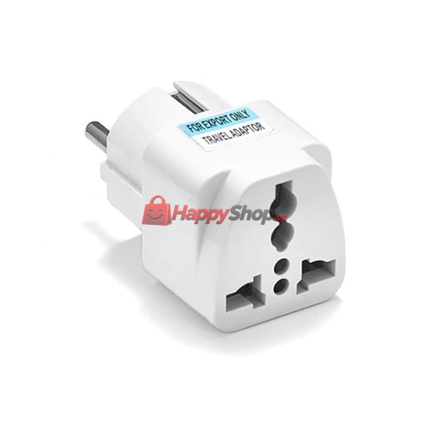 Преходник WD-9, UK/US kъм EU шуко, 220V, High Quality, Бял - 17704