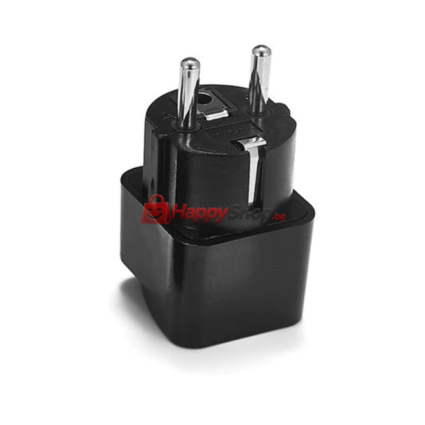 Преходник WD-9, UK/US kъм EU шуко, 220V, High Quality, Черен - 17703
