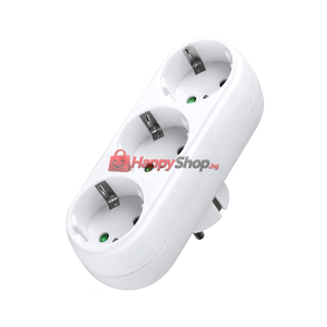 Разклонител , 3 Гнезда, 220V, Без кабел, Бял - 17707
