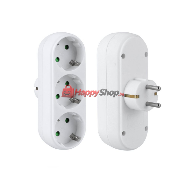 Разклонител , 3 Гнезда, 220V, Без кабел, Бял - 17707