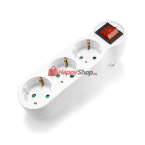 Разклонител , 3 Гнезда, 220V, С ключ, Без кабел, Бял - 17709