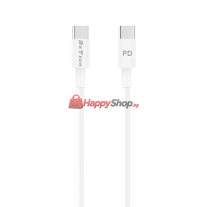 Кабел за данни DeTech DE-C29PD, Type-C - Type-C, PD, 1.0m, Б..