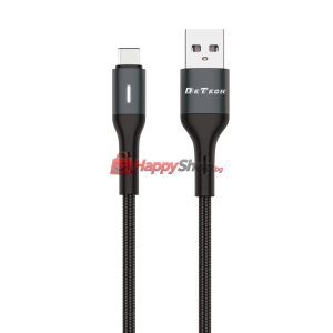 Кабел за данни DeTech DE-C38C, Type-C, 1.0m, Черен - 40199