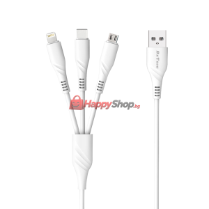 Кабел за зареждане DeTech DE-C40, 3 в 1, Micro USB, Lightnin..