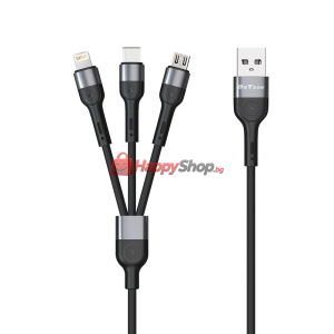Кабел за зареждане DeTech DE-C41, 3 в 1, Micro USB, Lightnin..