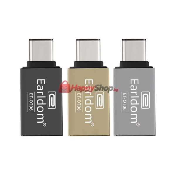 Преходник Earldom ET-OT06, USB F към Type-C OTG, Различни цветове - 40169