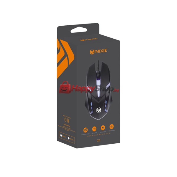 Геймърска мишка Mixie X3, Оптична, 3D, Черен - 722