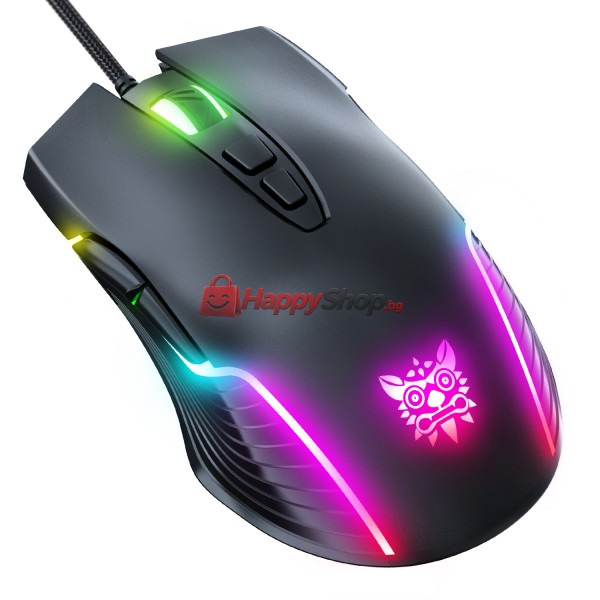 Геймърска мишка Onikuma CW905, Оптична, 7D, RGB, Черен - 767