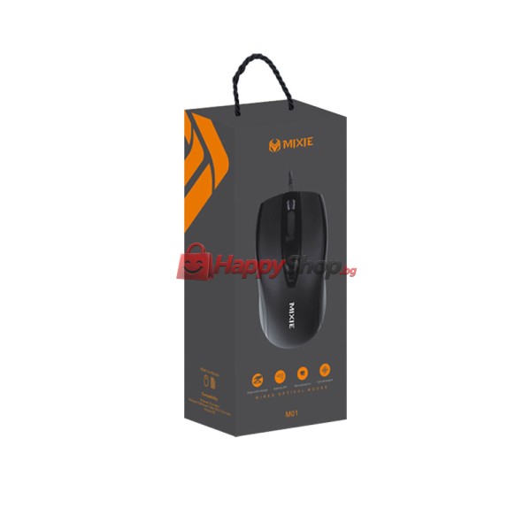 Мишка Mixie M01, Оптична, 3D, Черен - 723