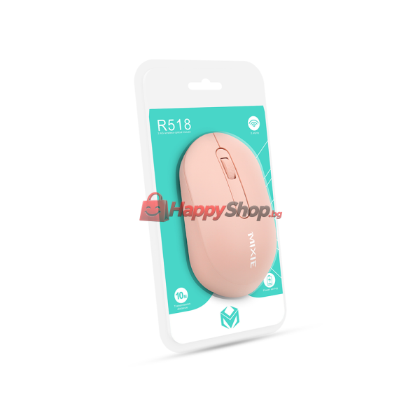 Мишка Mixie R518, Безжична, USB, 3D, Розов - 758