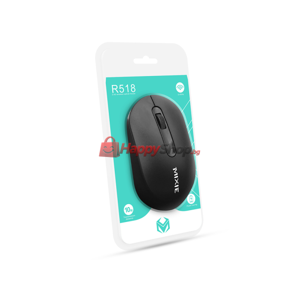 Мишка Mixie R518, Безжична, USB, 3D, Черен - 756