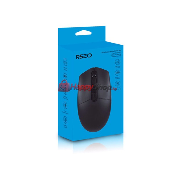 Мишка Mixie R520, Безжична, USB, 4D, Черен - 721