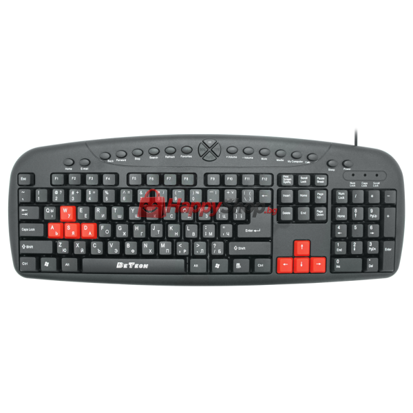 Мултимедийна клавиатура DeTech DE6087, USB, Кирилизирана, Черен - 6087