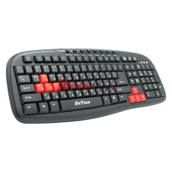 Мултимедийна клавиатура DeTech DE6089, USB, Кирилизирана, Черен - 6089