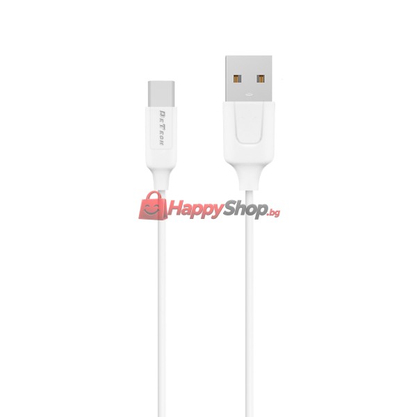 Мрежово зарядно устройство DeTech DE-32QCC, 18W, С Type-C кабел, 2 x USB F, QC, Бял - 40327