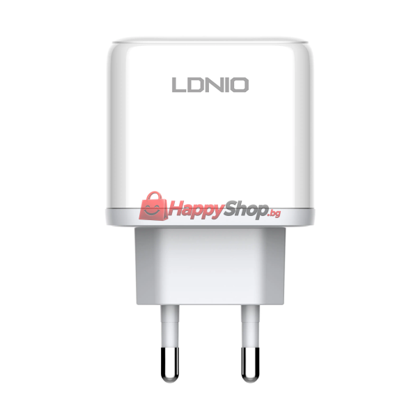 Мрежово зарядно устройство LDNIO A2526C, 45W, 1 x Type-C F, 1 x USB F, PD, QC, PPS, С Lightning кабел , Бял - 40285
