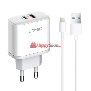 Мрежово зарядно устройство LDNIO A2526C, 45W, 1 x Type-C F, ..