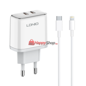 Мрежово зарядно устройство LDNIO A2528M, MFi, 35W, 2 x Type-..