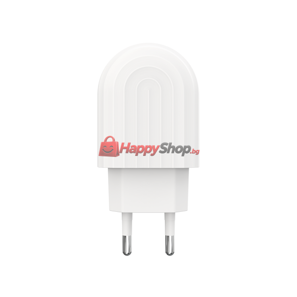 Мрежово зарядно устройство DeTech DE-28i, 5V/2.1A, 220V,1 x USB, С Lightning кабел, 1.0m, Бял - 14134
