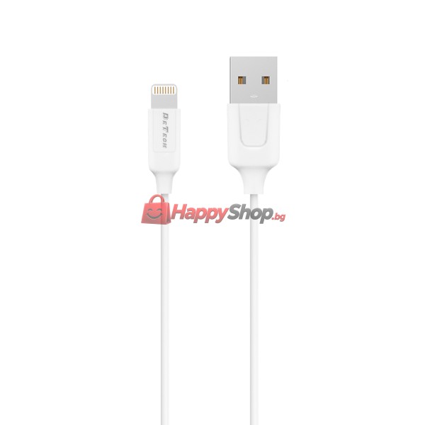 Мрежово зарядно устройство DeTech DE-32QCi, 18W, С Lightning кабел, 2 x USB F, QC, Бял - 40326