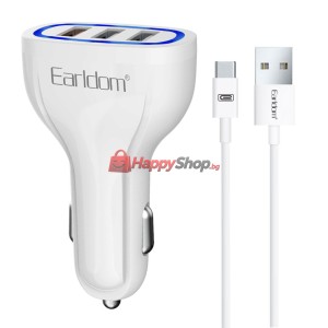 Зарядно устройство за кола Earldom ES-CC13, 3xUSB, QC3.0, С ..
