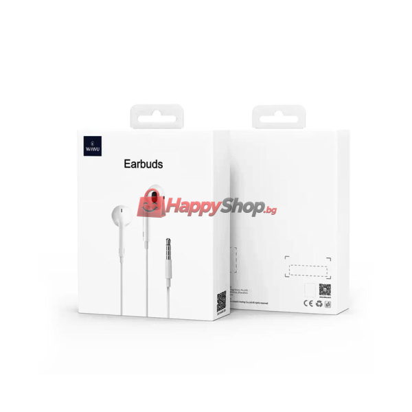 Слушалки за мобилни устройства WiWu Earbuds 101, Mикрофон, Бял - 20735