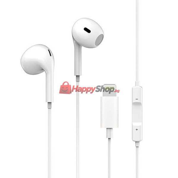 Слушалки за мобилни устройства Yookie XP107, Lightning, Mикрофон, Бял - 20647
