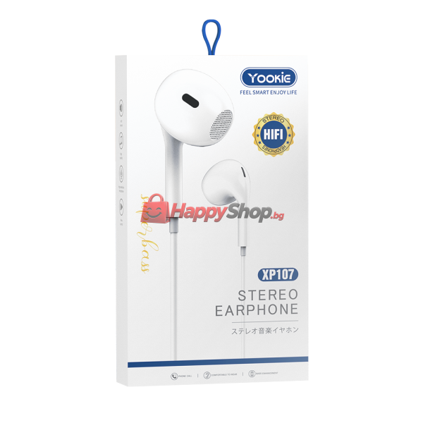 Слушалки за мобилни устройства Yookie XP107, Mикрофон, Бял - 20645