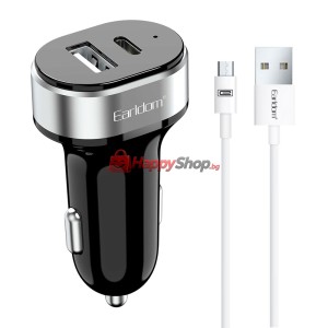Зарядно устройство за кола Earldom ES-CC14, 1xUSB, 1xType-C,..