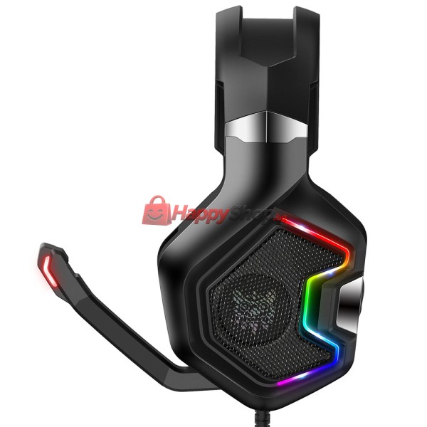 Слушалки Onikuma K10, За компютър, Микрофон, Подсветка, 3.5mm, USB, Черен - 20745