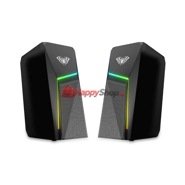 Тонколони Aula N-521, 2x3W, USB, RGB, Черен - 22181