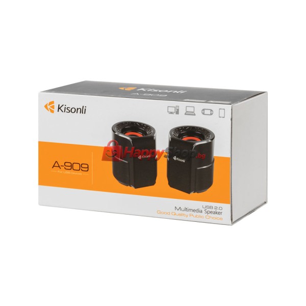 Тонколони Kisonli A-909, 2x3W, USB, Черен - 22160
